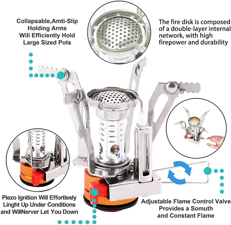 YCDMLJC Portable Camping Stove Backpacking Stove, Specialized Hiking Stove Camping Stove with Piezo Ignition Stable Support Wind-Resistance, Camp Stove for Outdoor cooking Camping Hiking Adventure Cooking - Image 4